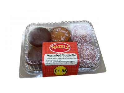 Hazels 6 x Assorted Butterfly Cakes 190g (June 23) RRP 2.15 CLEARANCE XL 29p or 5 for 1